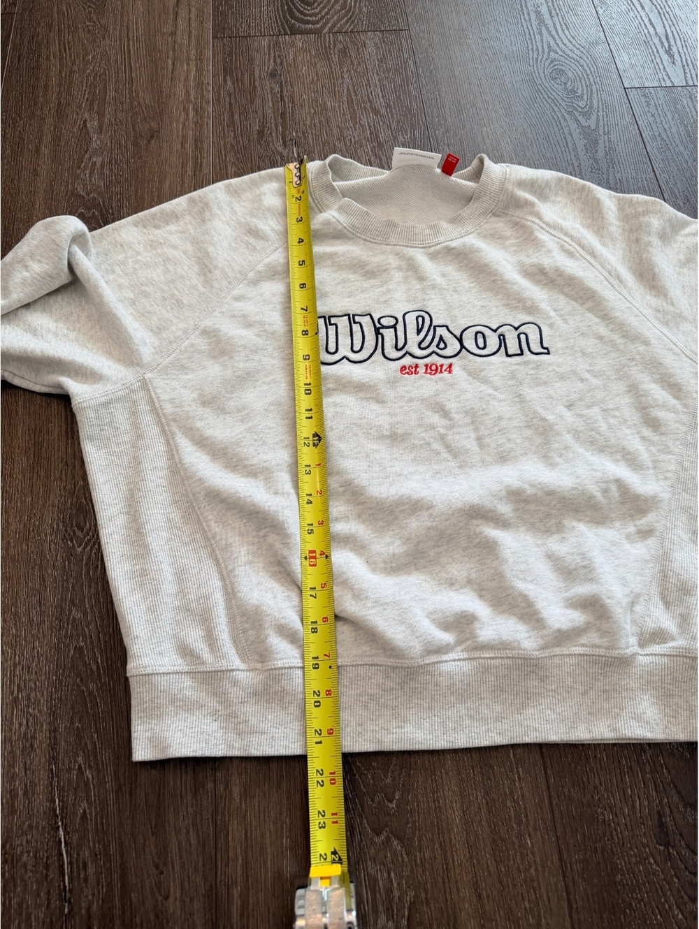 Wilson Est 1914 Grey Cropped Crewneck Sweatshirt; Athleisure; Tenniscore, Large - Picture 4 of 9